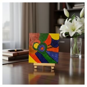 Colorful Abstract Canvas Art on Easel